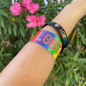 Pride Rainbow Y2K Snap Bracelet & Rubber Bracelet